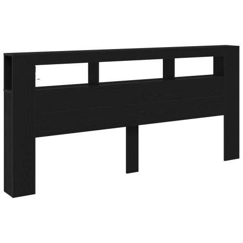 Uređaj za pohranu s uzglavljem i LED svjetlima Crna hrastovina 220x18,5x103,5 cm Cijena