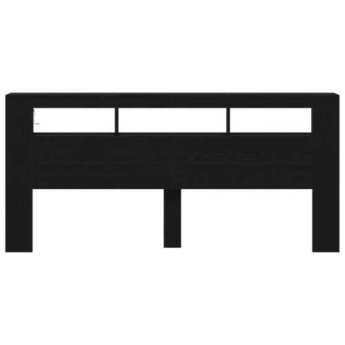 Uređaj za pohranu s uzglavljem i LED svjetlima Crna hrastovina 220x18,5x103,5 cm Cijena