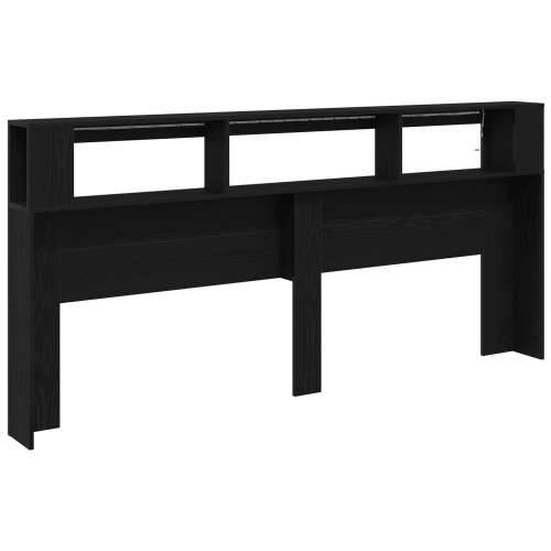 Uređaj za pohranu s uzglavljem i LED svjetlima Crna hrastovina 220x18,5x103,5 cm Cijena