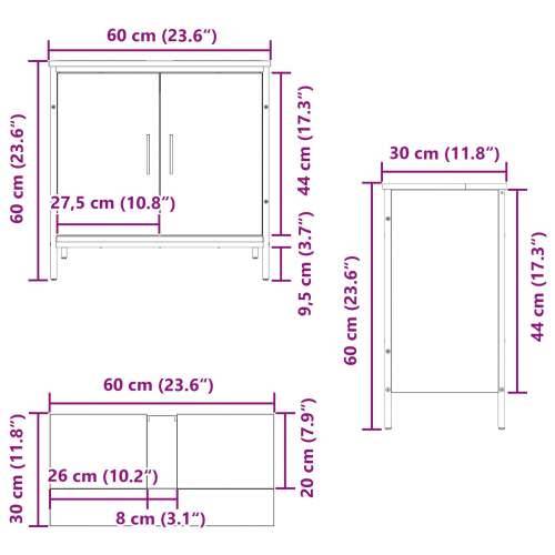Kabinet za Lavabo - Umivaonik u kupaonici Crni hrast 60x30x60 cm Konstruirano drvo Cijena