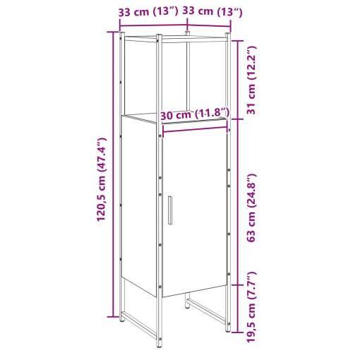 Crna ormar za kupaonicu hrast 33x33x120,5 cm konstruirano drvo Cijena