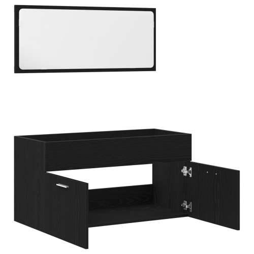 Set namještaja za kupaonicu, 2 komada, crna hrasta, konstruirano drvo Cijena