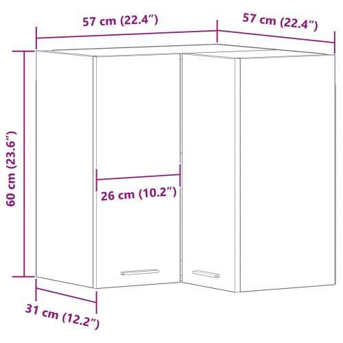 Kutni ormar - Crni hrast - 57x57x60 cm - Napravljen od konstruiranog drva Cijena