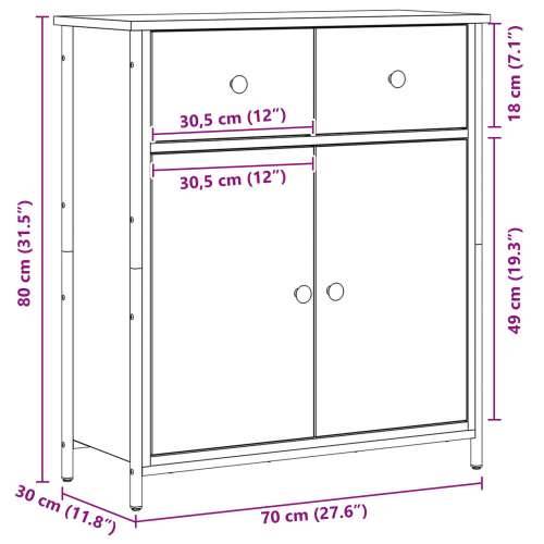 Komoda Crni hrast 70x30x80 cm Igrački drvo i čelik Cijena