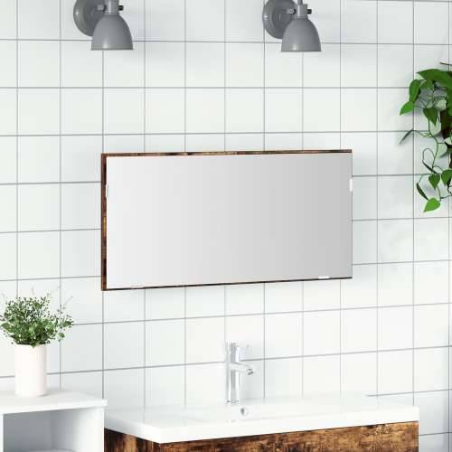 Ormar s ogledalom za kupaonicu s LED svjetlom dimljenog hrasta 80x37 cm Cijena