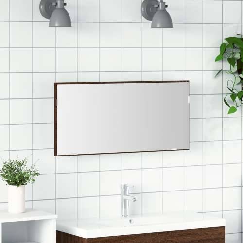 Ogledalo s ormarićem za kupaonicu s LED svjetlom smeđi hrast 80x37 cm Cijena