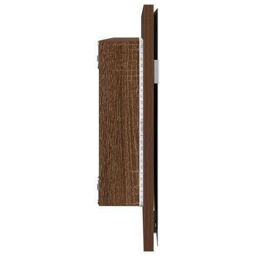 Ogledalo s ormarićem za kupaonicu s LED svjetlom smeđi hrast 80x37 cm Cijena