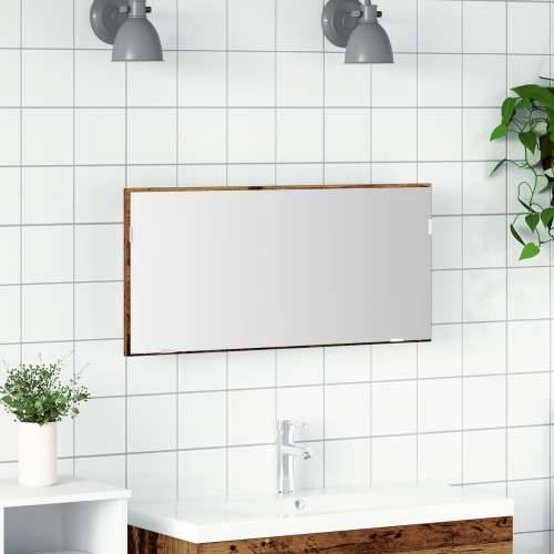 Ogledalo za kupaonicu s LED svjetlom, staro drvo 80x37 cm Cijena