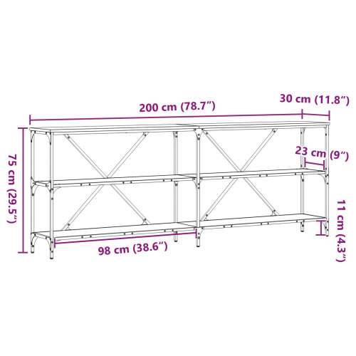 Konsole stol Starood drvo 200x30x75 cm inženjerski drvo i čelik Cijena