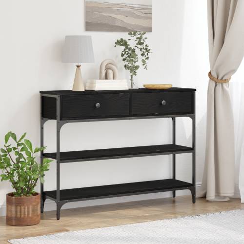 Konsolni stol Crna hrast 100x25x75 cm Inženjerska drva i čelik Cijena