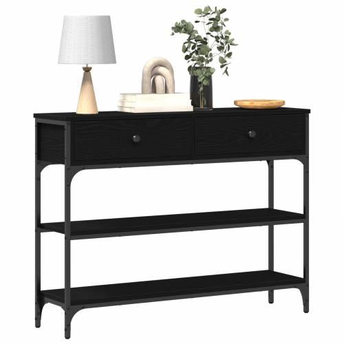 Konsolni stol Crna hrast 100x25x75 cm Inženjerska drva i čelik Cijena