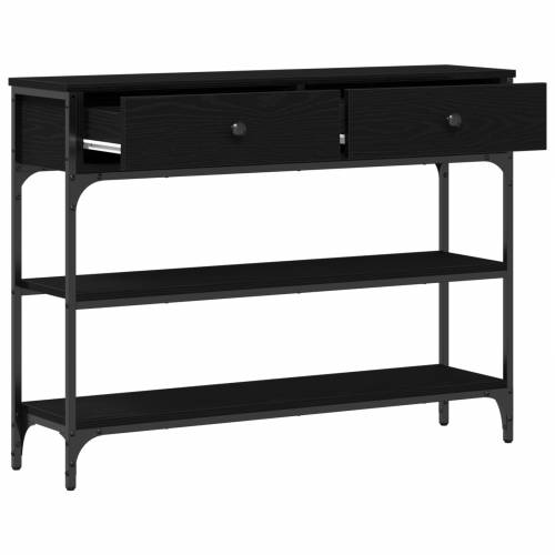 Konsolni stol Crna hrast 100x25x75 cm Inženjerska drva i čelik Cijena
