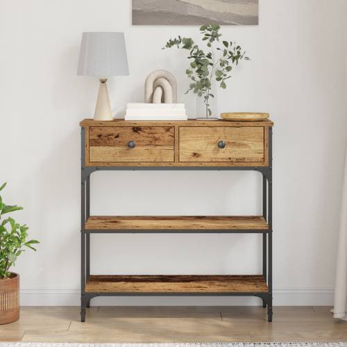 Konzolni stol od starog drveta 72,5x25x75 cm od engineerskog drveta i čelika Cijena