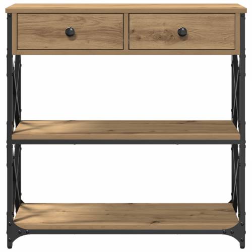 Konsoletni Stol Umjetni Hrast 75x28x75 cm Opisano Drvo i Čelik Cijena