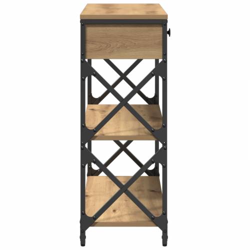 Konsoletni Stol Umjetni Hrast 75x28x75 cm Opisano Drvo i Čelik Cijena