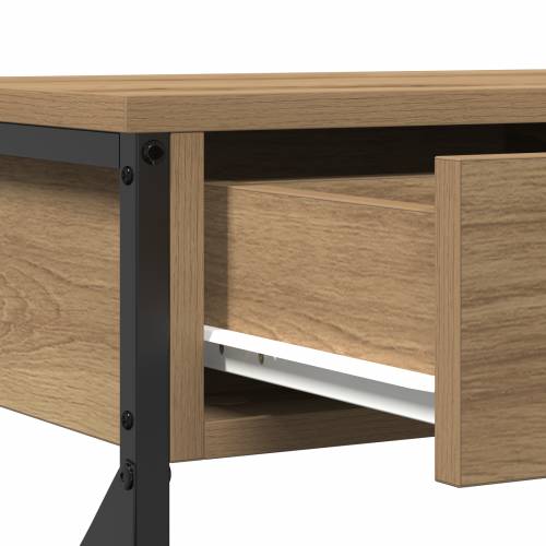 Konsoletni Stol Umjetni Hrast 75x28x75 cm Opisano Drvo i Čelik Cijena