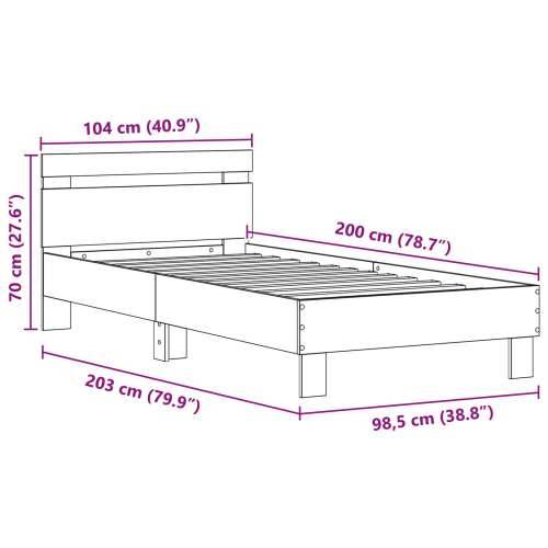Krevet bez dušeka s LED svjetlima - Stari drveni - 100x200 cm Cijena