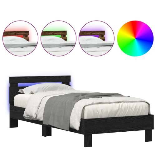 Krevetna okvira s LED svjetlima Crni hrast 100x200 cm Konstruirano drvo Cijena