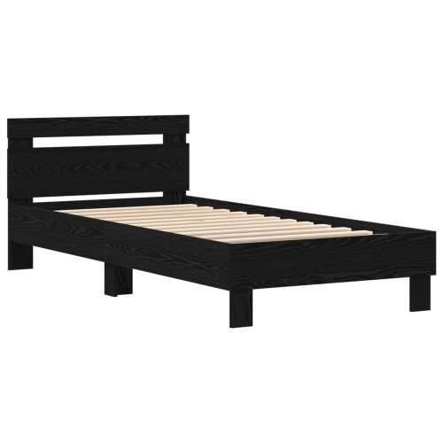 Krevetna okvira s LED svjetlima Crni hrast 100x200 cm Konstruirano drvo Cijena