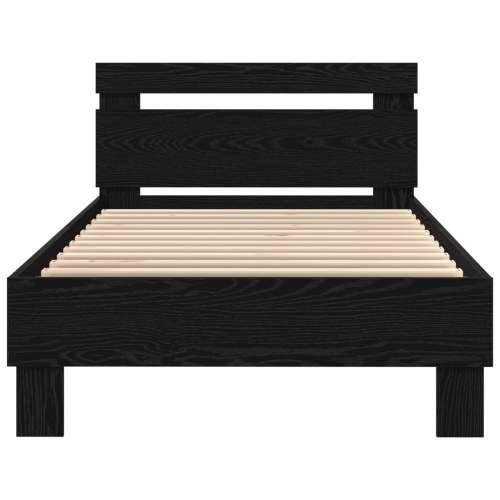 Krevetna okvira s LED svjetlima Crni hrast 100x200 cm Konstruirano drvo Cijena