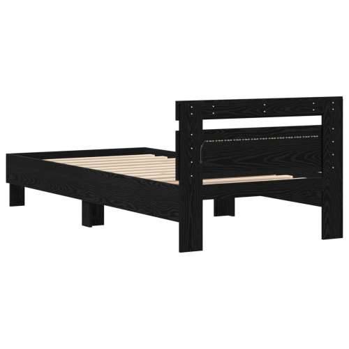 Krevetna okvira s LED svjetlima Crni hrast 100x200 cm Konstruirano drvo Cijena