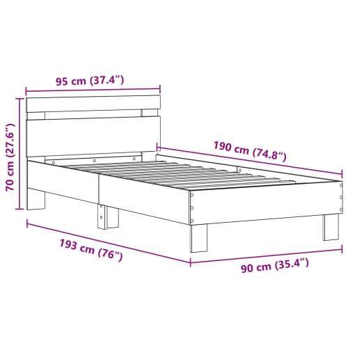 Krevet s LED svjetlima Artisan hrasta 90x190 cm Igrađena drva Cijena