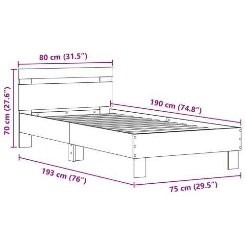 Krevet sa LED svjetlima Stari drvo 75x190 cm inženjerska drva Cijena