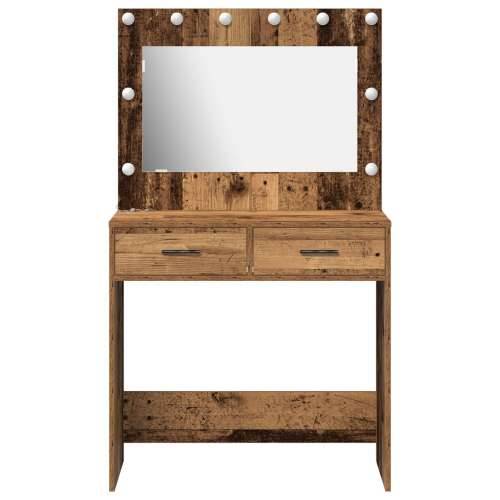 Toaletni Stolić s LED Svjetlima Stari Drvo 78,5x41x135 cm Cijena