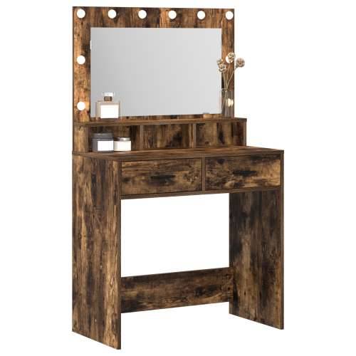 Toaletni stol s LED svjetlima, dimnjeni hrast, 79x41x135 cm Cijena