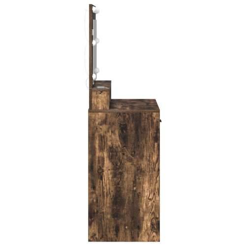Toaletni stol s LED svjetlima, dimnjeni hrast, 79x41x135 cm Cijena