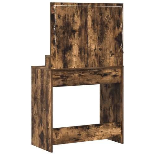 Toaletni stol s LED svjetlima, dimnjeni hrast, 79x41x135 cm Cijena