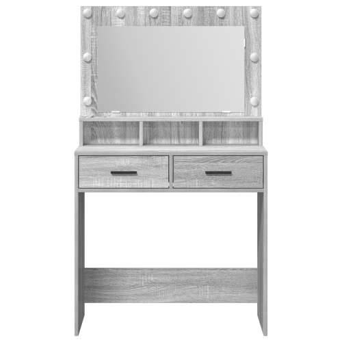 toaletni stol s LED svjetlima, siva Sonoma, 79x41x135 cm Cijena