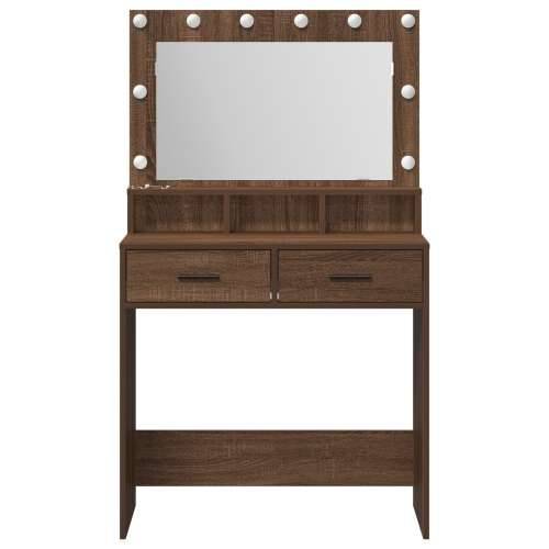 Toaletni stol s LED svjetlima, smeđi hrast, 79x41x135 cm Cijena