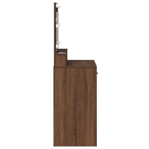 Toaletni stol s LED svjetlima, smeđi hrast, 79x41x135 cm Cijena