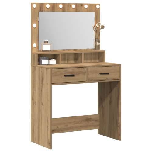 Toaletni stol s LED svjetlima Artisan hrast 79x41x135 cm Cijena
