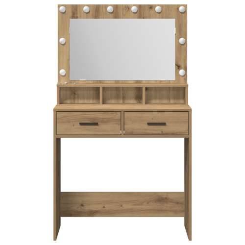 Toaletni stol s LED svjetlima Artisan hrast 79x41x135 cm Cijena