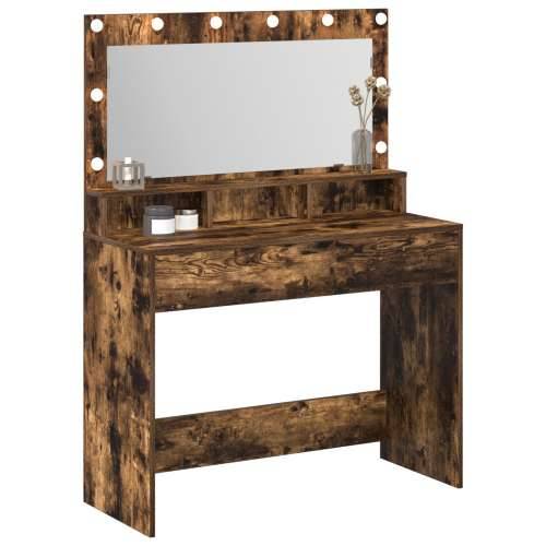 Toaletni stol s LED svjetlima - Dimljeni hrast 100x41x135 cm Cijena