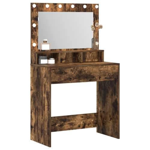 Toaletni stol s LED svjetlima, dimljeni hrast, 79x41x135 cm Cijena