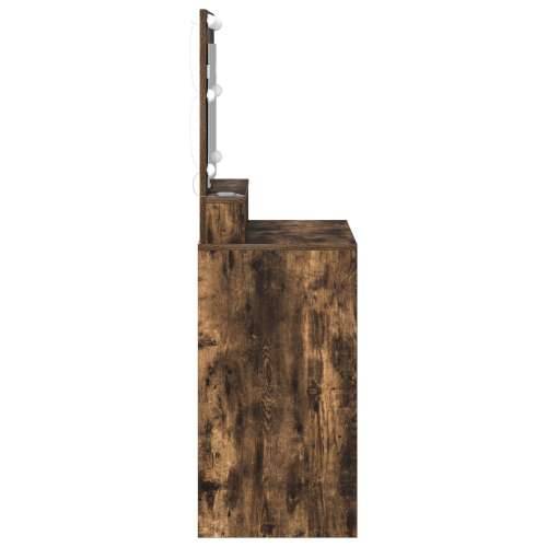 Toaletni stol s LED svjetlima, dimljeni hrast, 79x41x135 cm Cijena
