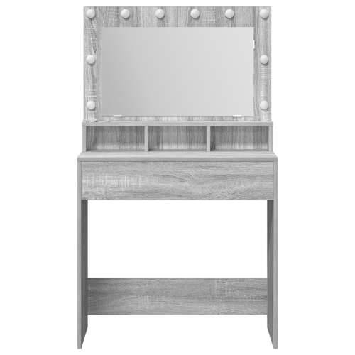Toaletni stol s LED svjetlima - Siva Sonoma 79x41x135 cm Cijena