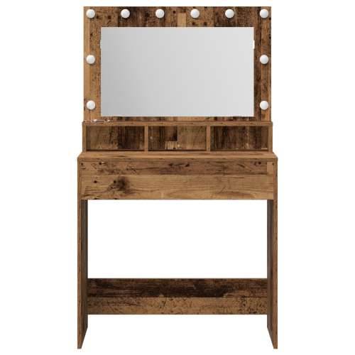 toaletni stol s LED svjetlima, staro drvo, 79x41x135 cm Cijena