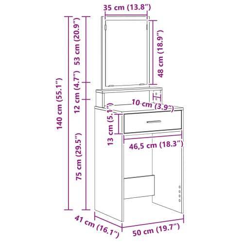 Toaletni stol s ladicama od starog drva 50x41x140 cm Cijena
