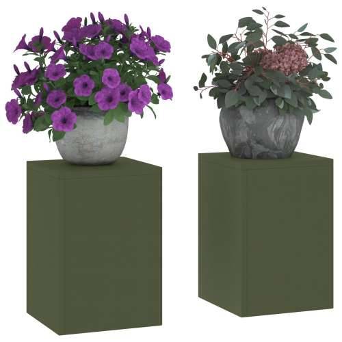 vanjski stalci za biljke Pillar 2 komada maslinasta 24x24x35 cm čelik Cijena