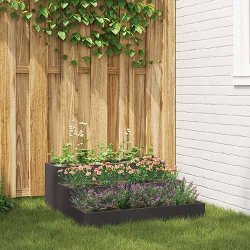 Vrtlarska posuda 3-nivoa 90x90x35 cm Crni čelik Cijena