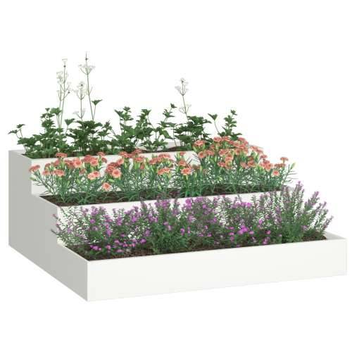 vrtna sadilica 3-slojna 90x90x35 cm Bijeli čelik Cijena