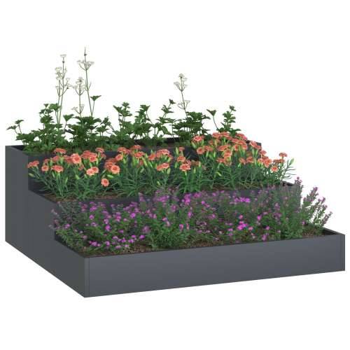 Vrtna sadilica 3-Tier 90x90x35 cm Antracitni čelik Cijena