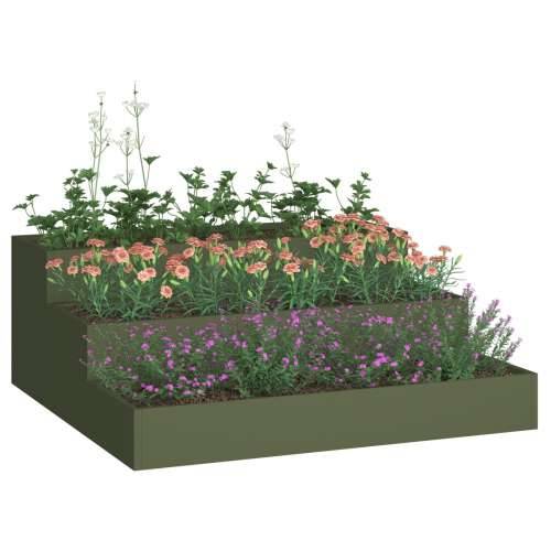 sadilica za vrt s tri nivoa 90x90x35 cm maslinasta zelena čelik Cijena