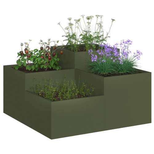 Vrtni sanduk 80x80x48 cm Maslinasto zelena Čelik Cijena