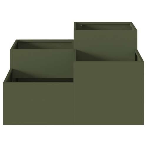 Vrtni sanduk 80x80x48 cm Maslinasto zelena Čelik Cijena