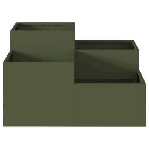 Vrtni sanduk 80x80x48 cm Maslinasto zelena Čelik Cijena